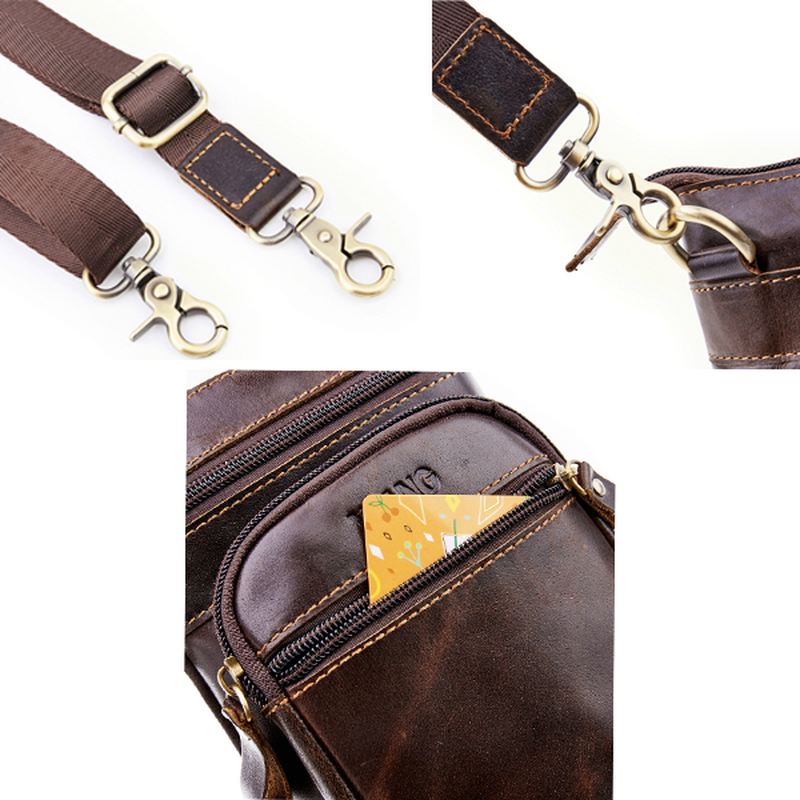Mænd Telefontaske Multifunktions Olievoks Crossbody Taske Taljetaske