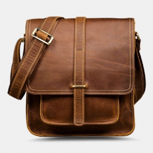 Mænd Vintage Multifunktion Pu Læder Stor Kapacitet Flip Casual Crossbody Bag Skuldertaske