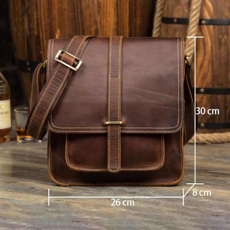 Mænd Vintage Multifunktion Pu Læder Stor Kapacitet Flip Casual Crossbody Bag Skuldertaske