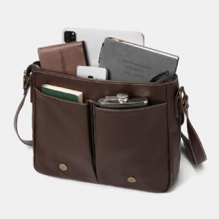 Mænd Vintage Stor Kapacitet Multi-lomme Pu Læder Lærertaske Crossbody Taske Brief Skuldertaske
