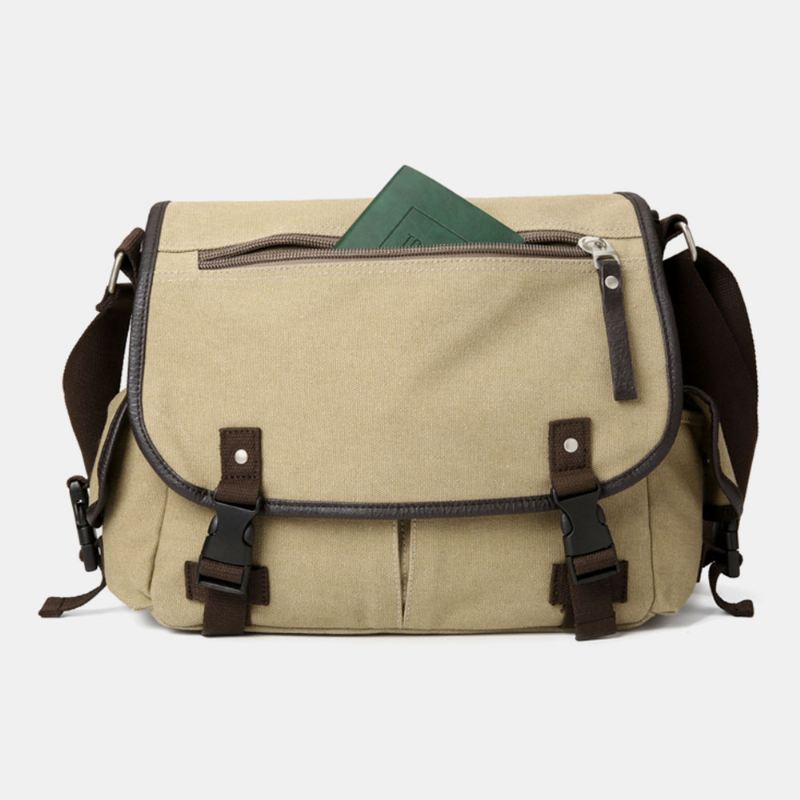 Mænd Vintage Stor Kapacitet Slidfast Lærred Crossbody Taske Casual Skuldertaske
