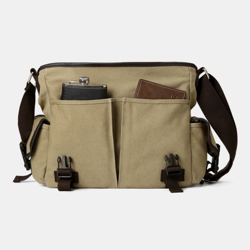 Mænd Vintage Stor Kapacitet Slidfast Lærred Crossbody Taske Casual Skuldertaske
