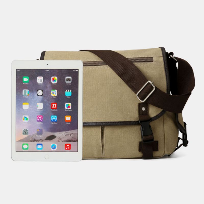 Mænd Vintage Stor Kapacitet Slidfast Lærred Crossbody Taske Casual Skuldertaske