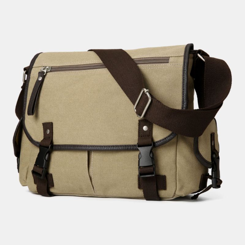 Mænd Vintage Stor Kapacitet Slidfast Lærred Crossbody Taske Casual Skuldertaske