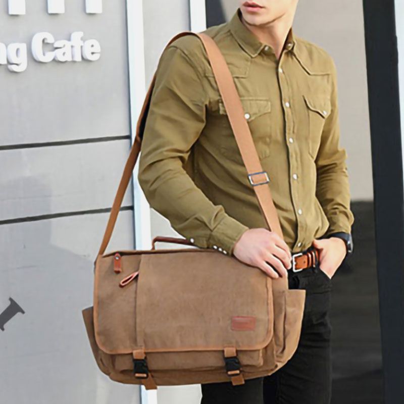 Mænd Vintage Stor Kapacitet Vandtæt Lærred Casual Crossbody Taske Skuldertaske Rejsetaske