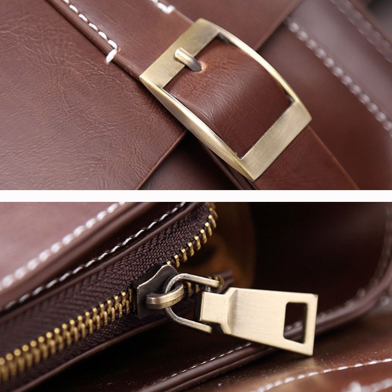 Mænd Vintage Vandtæt Slidfast Faux Laether Business Briefcase Crossbody Skuldertaske