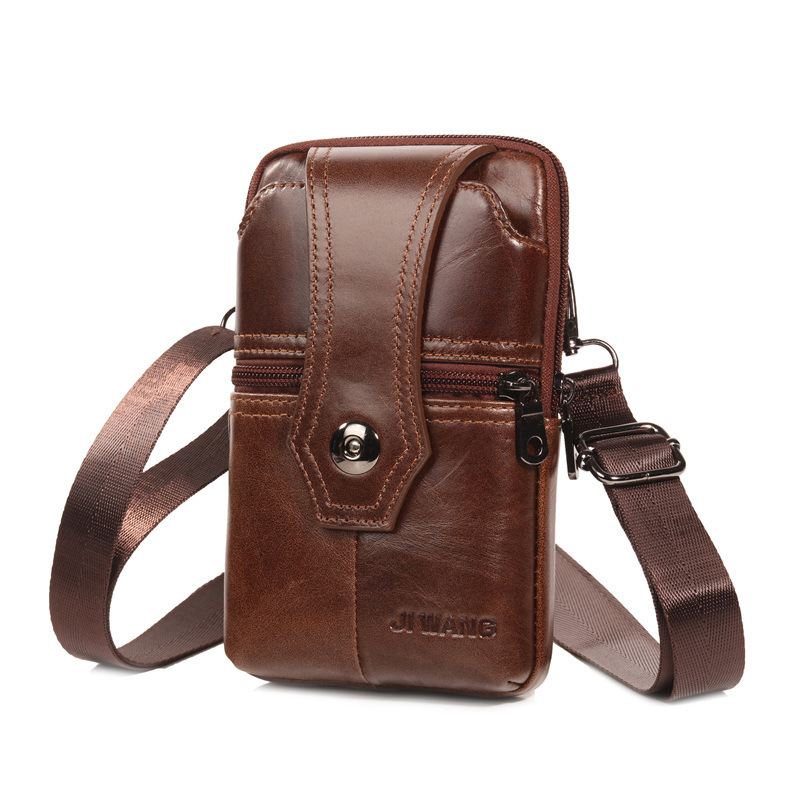 Multifunktions Telefonpung Vintage Crossbody Taske Olievoks Taljetaske Til Mænd