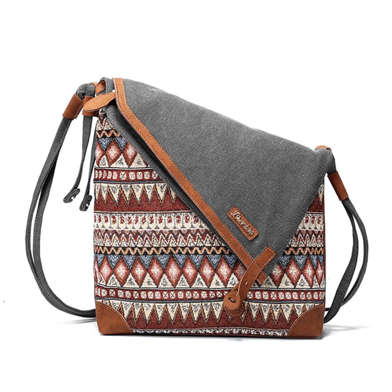 National Printing Canvas Retro Bohemia Crossbody-taske