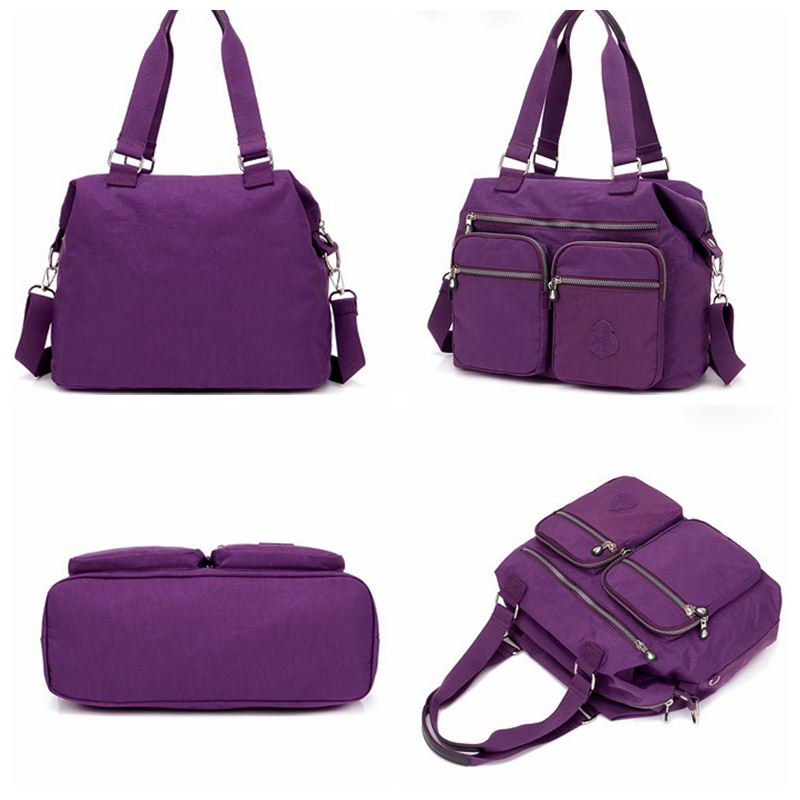 Nylon Letvægts Multi-lomme Crossbody Taske Med Stor Kapacitet