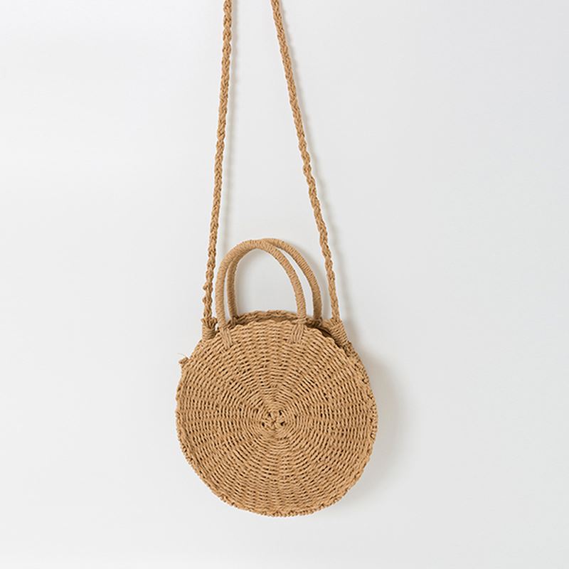 Runde Stråtasker Sommer Strandtasker Crossbody Taske