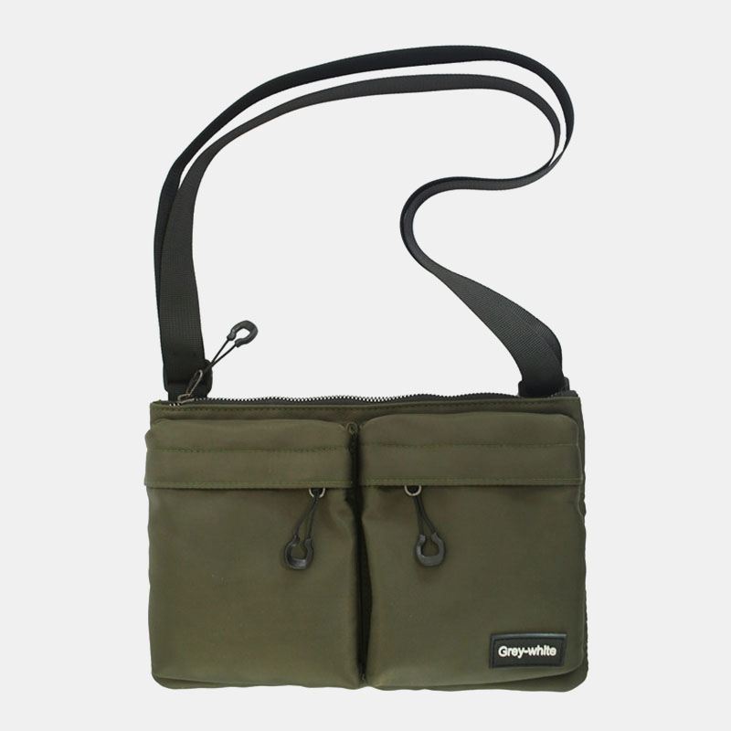 Unisex Dobbelt Frontlomme Med Lynlås Crossbody-tasker Nylon Casual Enkel Slidstærk Skuldertaske