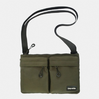 Unisex Dobbelt Frontlomme Med Lynlås Crossbody-tasker Nylon Casual Enkel Slidstærk Skuldertaske