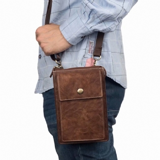 Vintage Afslappet Dobbelt Lynlås 6 Tommer Telefontaske Crossbody-taske Taljetaske Til Mænd