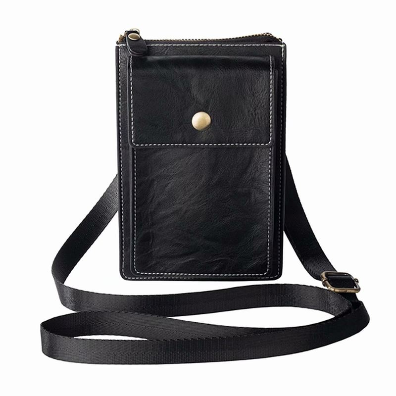 Vintage Afslappet Dobbelt Lynlås 6 Tommer Telefontaske Crossbody-taske Taljetaske Til Mænd