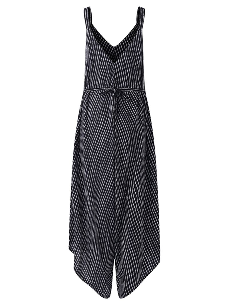 Sexet V-hals Stribet Jumpsuit