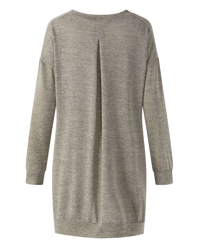 Kvinder Langærmet Side Split Loose Casual Pullover Sweatshirt Kjole Med Lommer