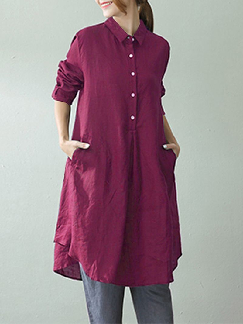 Kvinder Lapel Shirt Kjole