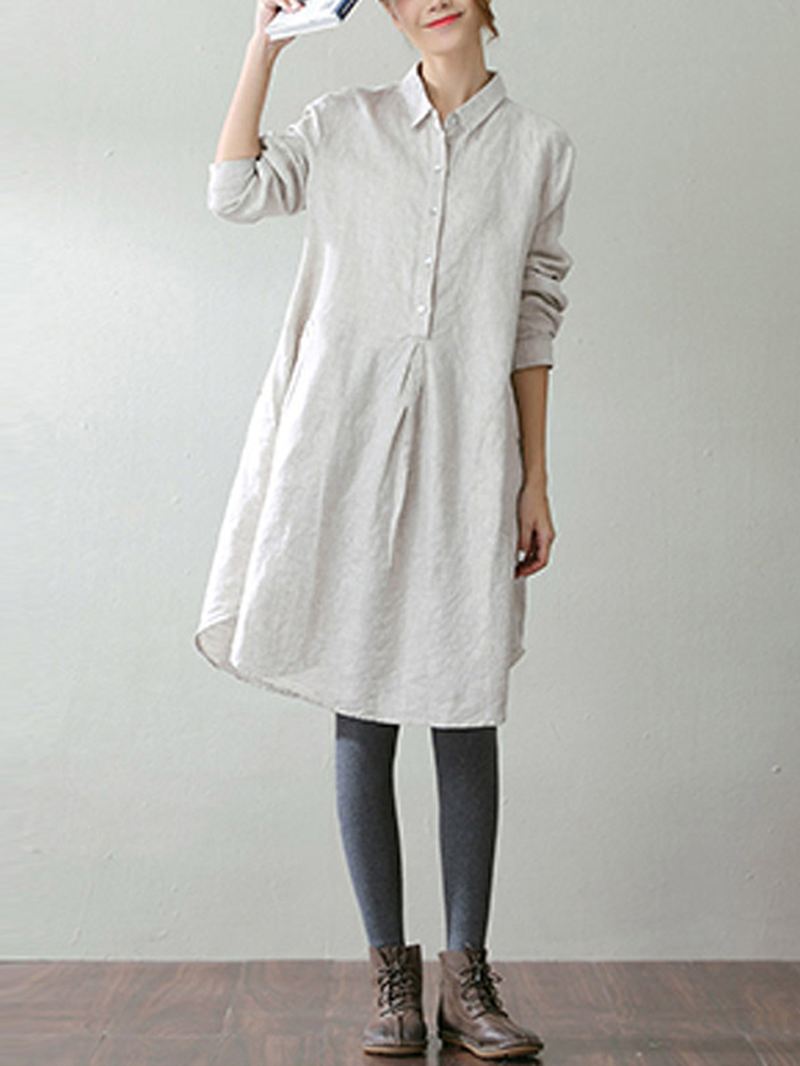 Kvinder Lapel Shirt Kjole