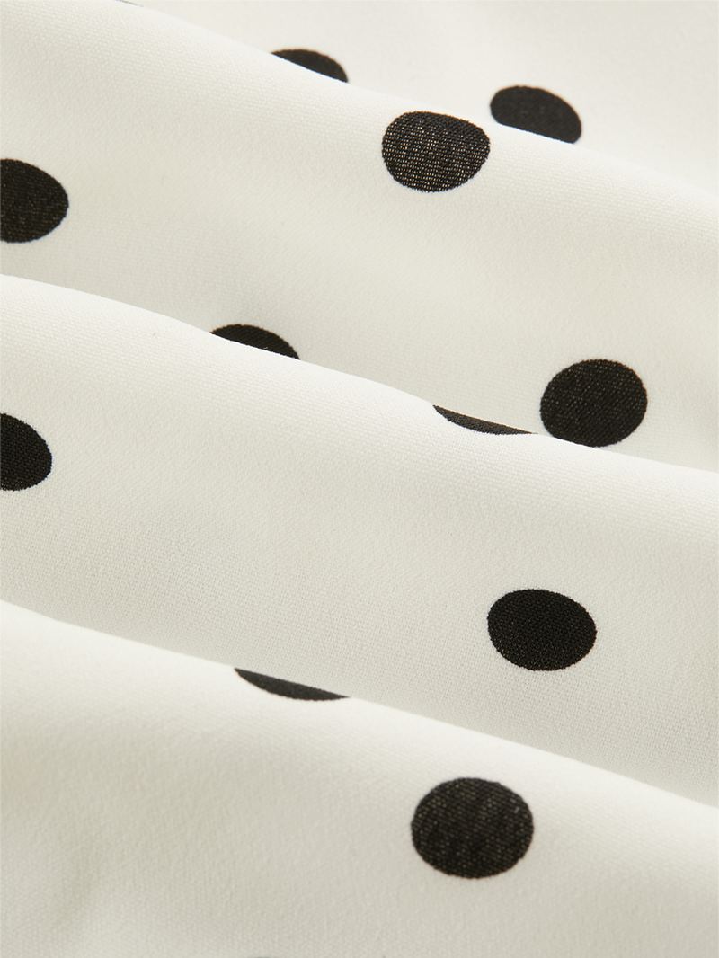 Polka Dot Med Tryk V-hals Flæse Skulder Holiday Mini Wrap Dress