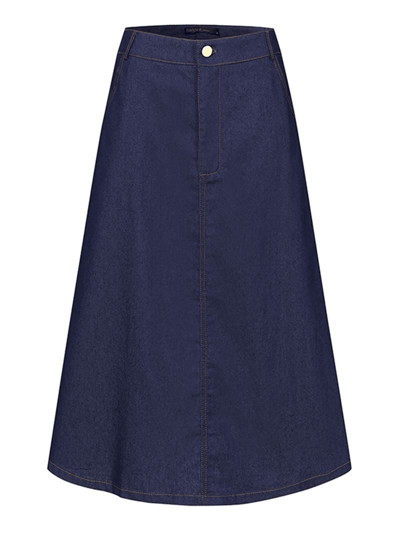 Kvinder Casual Løse Knælængde Denimnederdele