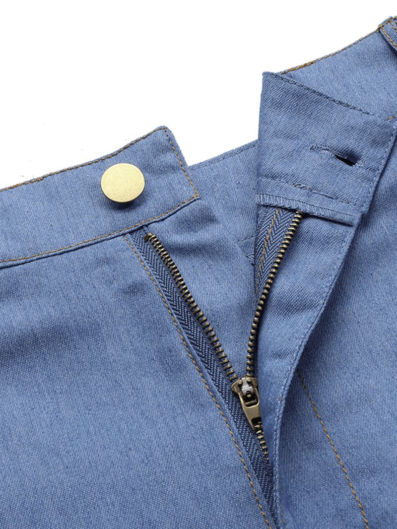 Kvinder Casual Løse Knælængde Denimnederdele