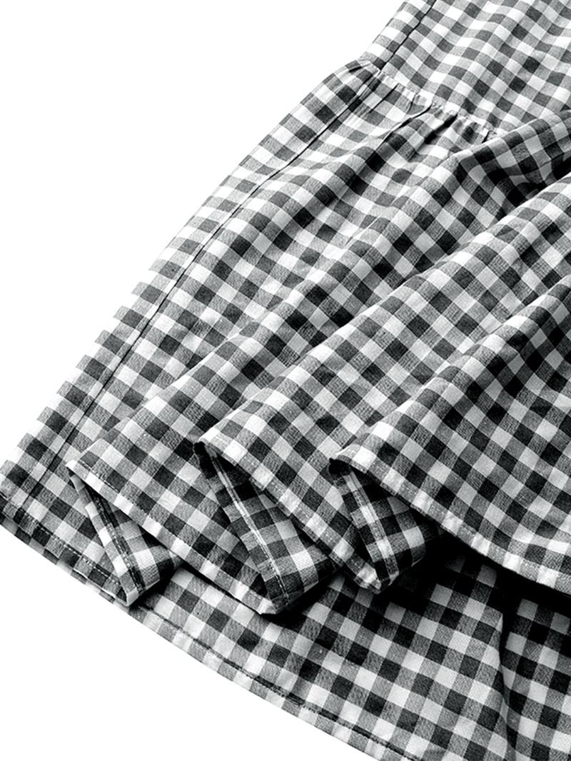 Kvinder Plaid Plisseret Lace-up Elastiske Talje Swing Nederdele