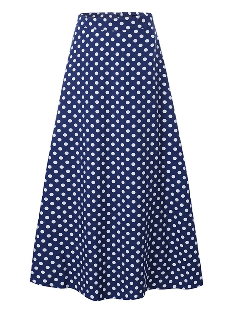 Kvinder Polka Dot Med Tryk Løse Store Swing Sidelommer Casual Lang Nederdel