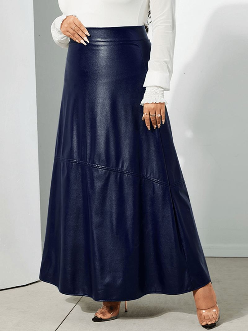 Kvinder Solid Casual Læder Ankellængde Street Mode Fitting Nederdele