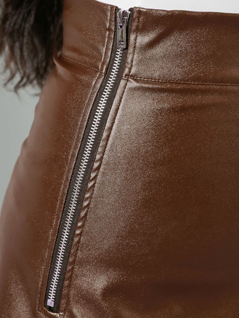 Kvinder Solid Casual Læder Ankellængde Street Mode Fitting Nederdele