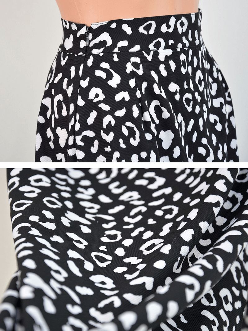 Leopardprint Sidesplit Højtalje Slanke Nederdele