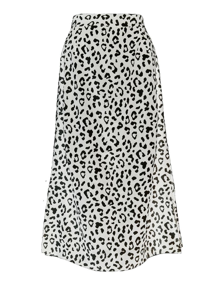 Leopardprint Sidesplit Højtalje Slanke Nederdele