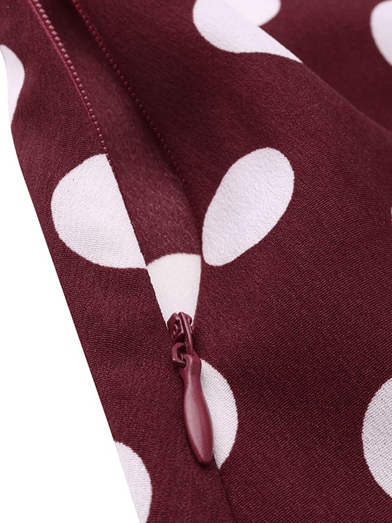 Polka Dot Med Tryk Højtaljet Sidelynlås Elegante Løse Maxi-nederdele