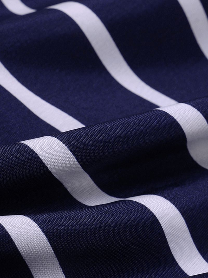Stripe Med Tryk Elastisk Talje Ryg Lynlås Fritid Maxi-nederdele