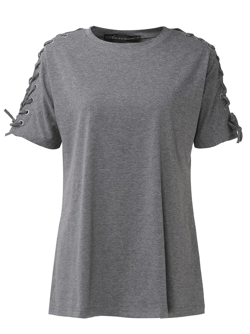 Casual Kvinder Top Scoop Neck Kortærmede Bomuld Toppe