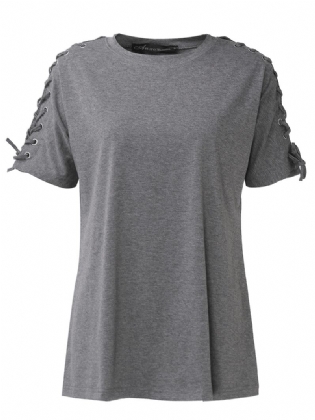 Casual Kvinder Top Scoop Neck Kortærmede Bomuld Toppe