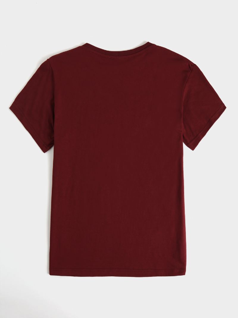 Kvinder Casual Crew Neck Læber Med Tryk Kortærmede Basic Tee T-shirts