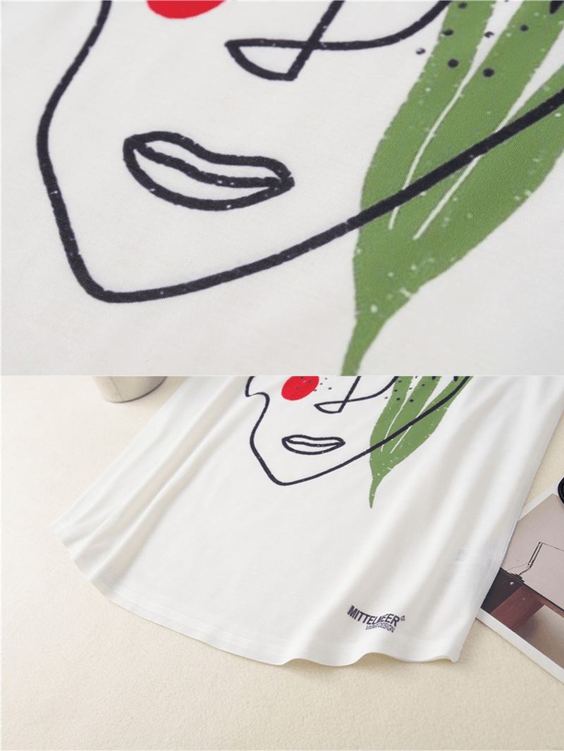 Kvinder Casual Graffiti Med Tryk Hvid Wild Tank Top Løse T-shirts