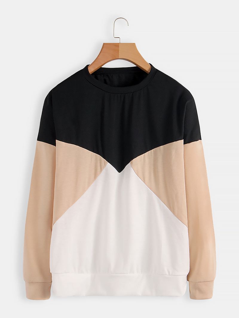 Kvinder Casual Langærmede T-shirts Med Farveblok