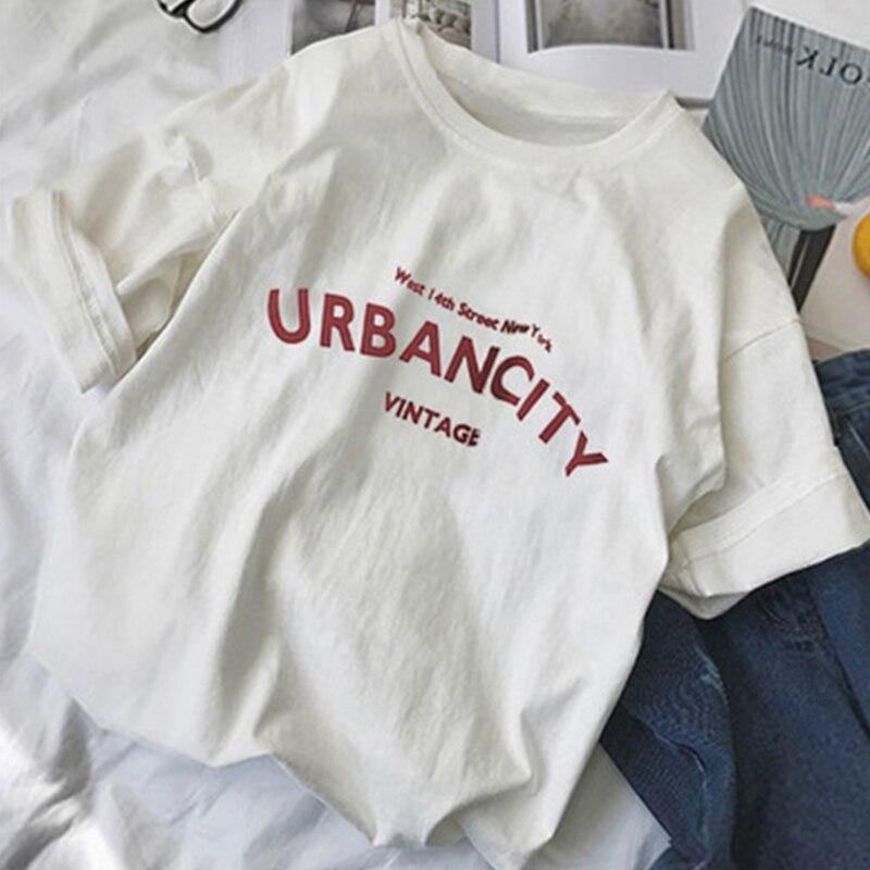 Kvinder Med Tryk T-shirt O-hals Kortærmet Kvinde Streetwear Oversized T-shirt Casual Skjorter Tøj Sommer Løse Hipster Toppe T-shirts