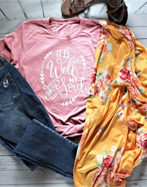 Kvinders It Is Well With My Soul Kortærmet T-shirt Gul Skjorte Camiseta Rosa Feminina Art Toppe