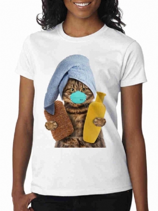 Søde Tegneseriemasker Kat Med Tryk Sommer Korte Ærmer Afslappede T-shirts