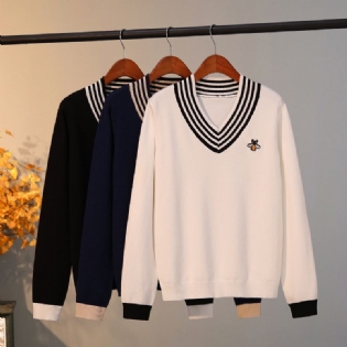 Broderet Bee Pullover Bundskjorte