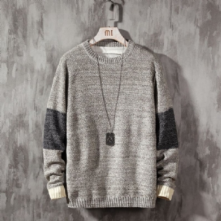 Casual All-match Løs Farveblokering Plus Størrelse Sweater