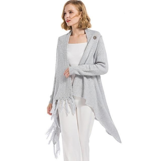 Cross Strikkede Cardigans Til Kvinder Mode Uregelmæssige Slanke Frynser Lang Cardigan Kvindelige Vinter Sweater Jakker Udsalg