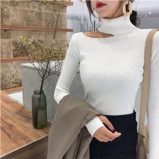 Efterår Vinter Dame Pullovere Sweater Strikket Elasticitet Hollow Out Rullekrave Dame Sweatere Jj3231