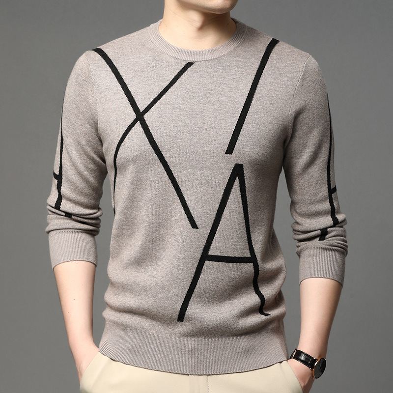Herre Sweater Langærmet Koreansk Trøje Jacquard Mode Youth Trend Bundskjorte