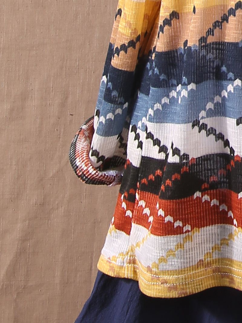 Kvinder Farve Patchwork Stribet Strikning Langærmede Cardigans