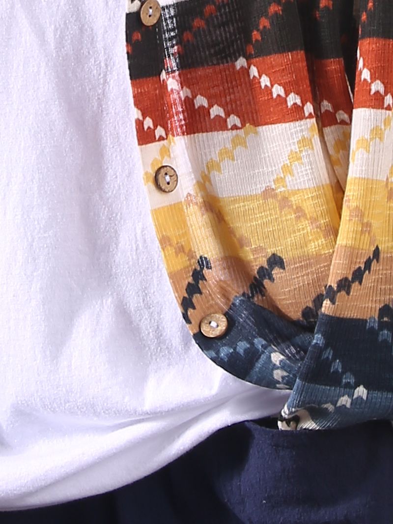 Kvinder Farve Patchwork Stribet Strikning Langærmede Cardigans