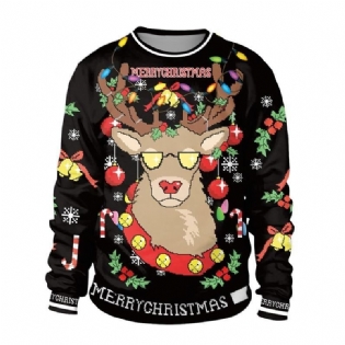 Kvinder Julesweater Efterår Unisex Jul Afslappet Løs Langærmet Rundhalsprint Sweater Light 2xl