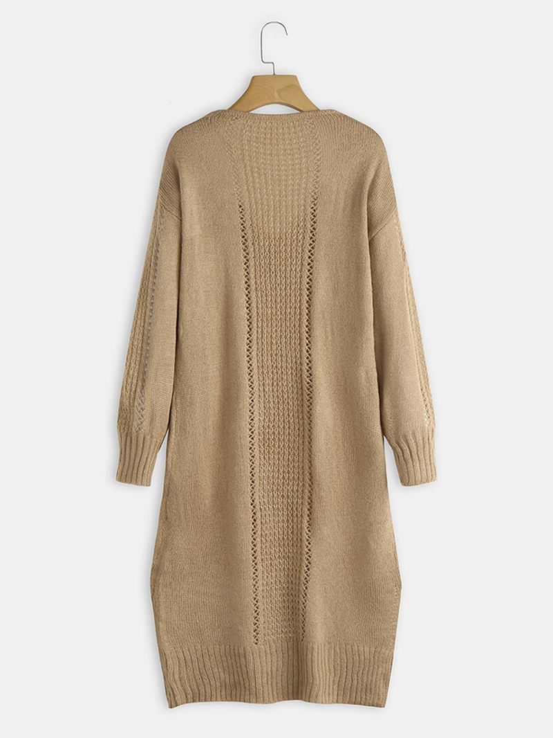 Kvinder Langærmet V-hals Solid Sweater Kjole